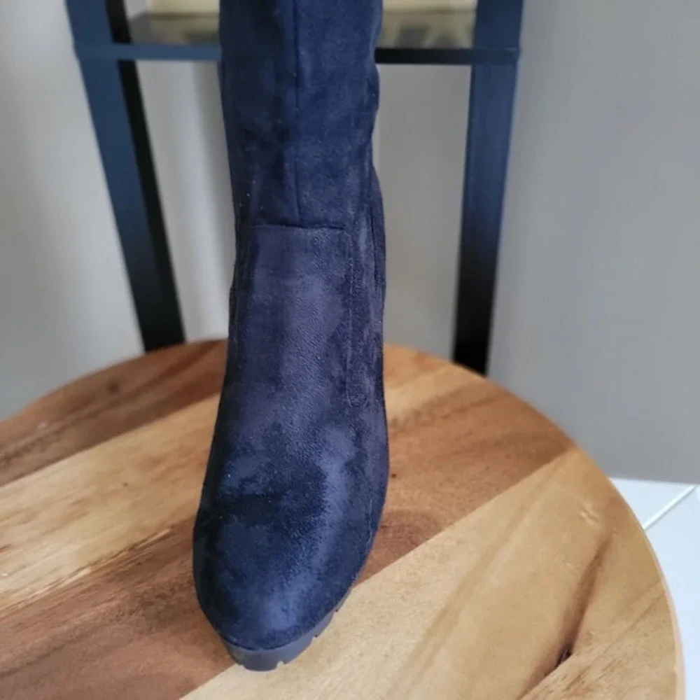 Bamboo Black Gaby-12 Over-the-Knee Chunky  Boot Faux Suede- US 10